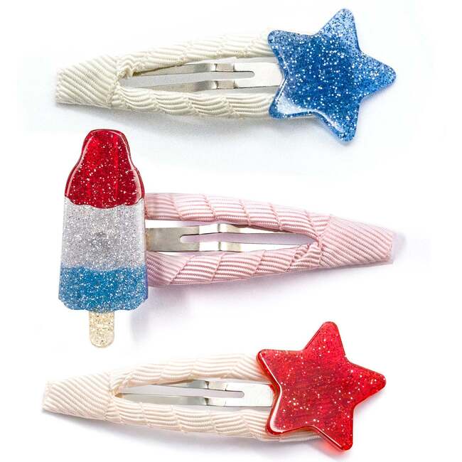 Popsicle Rocket & Stars Red Blue Snap Clips