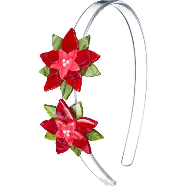Poinsettia Double Red Pearlized Headband