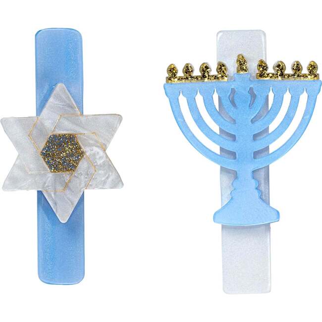 Menorah Star Blue Hair Clips