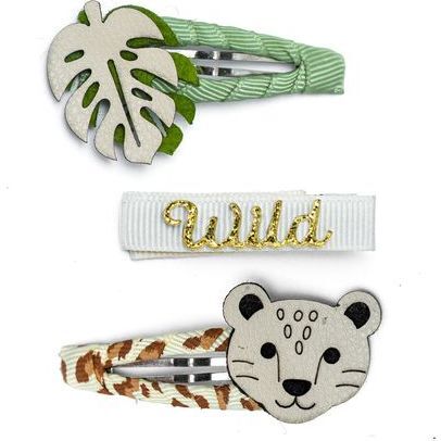 Faux Leather Wild Jungle Leopard Leather Snap Clips