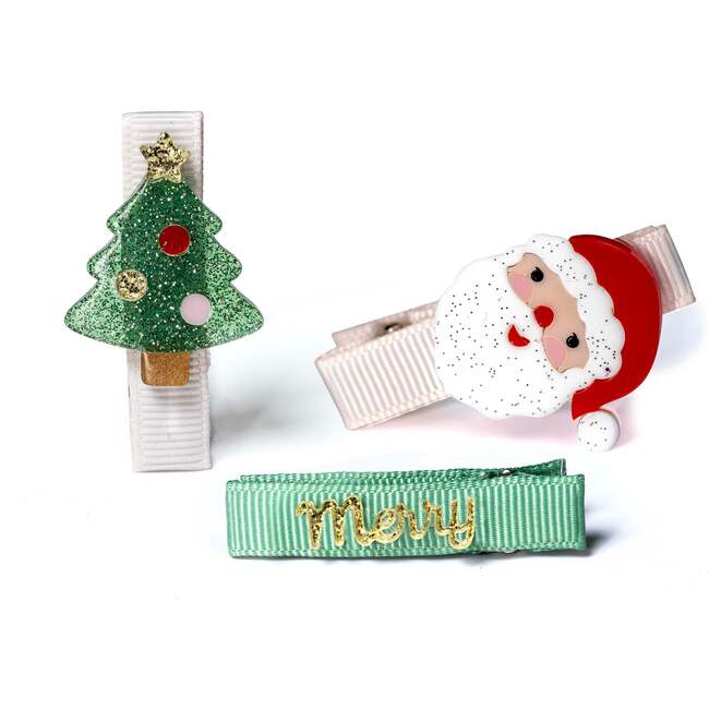 Baby Tree Green Santa Hair Clips