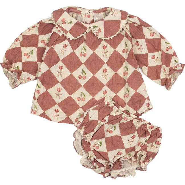 Georgina Set, Cherry Patchwork Crimson