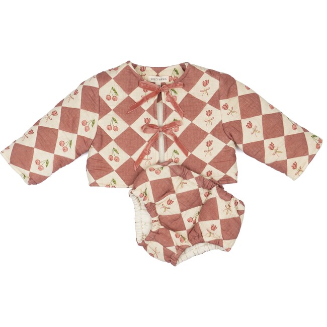 Quilted Jacket Set, Cherry Patchwork Crimson