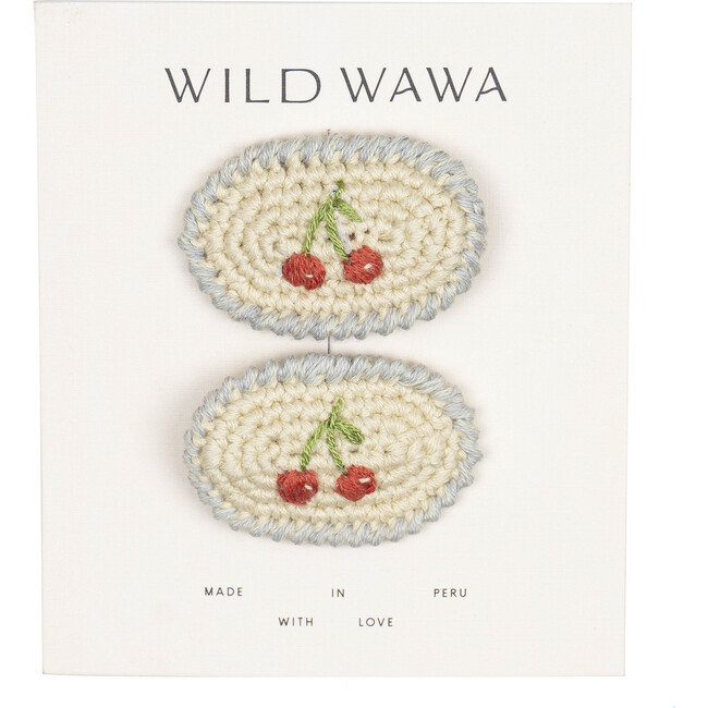 Crochet Clip Set, Blue Cherries