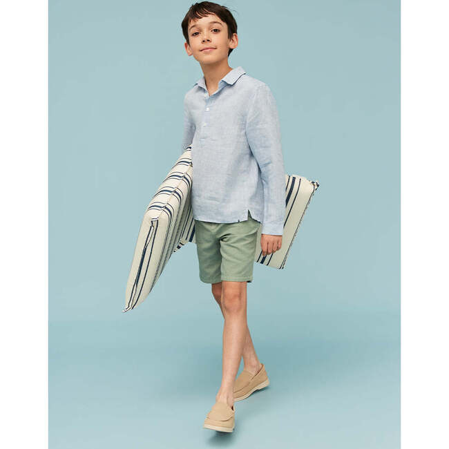 Linen Cotton Shorts, Grey Green - Shorts - 3