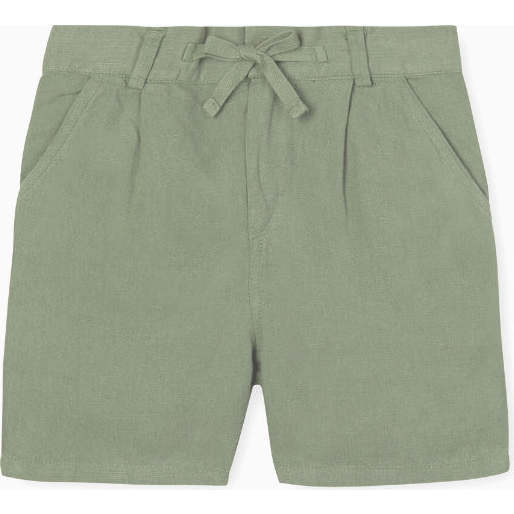 Linen Cotton Shorts, Blue Gray - Shorts - 1
