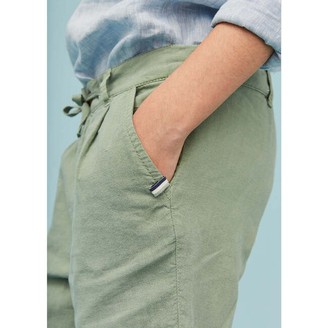 Linen Cotton Shorts, Grey Green - Shorts - 5