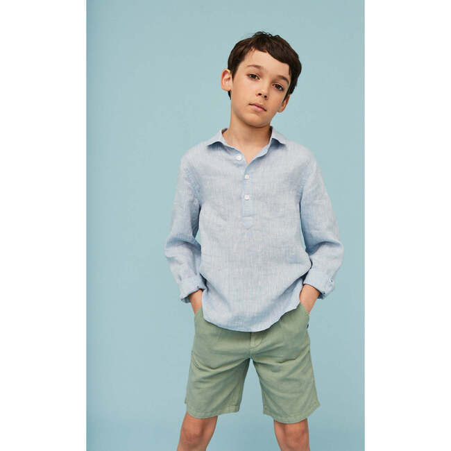 Linen Cotton Shorts, Grey Green - Shorts - 6