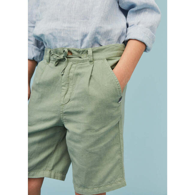 Linen Cotton Shorts, Grey Green - Shorts - 7