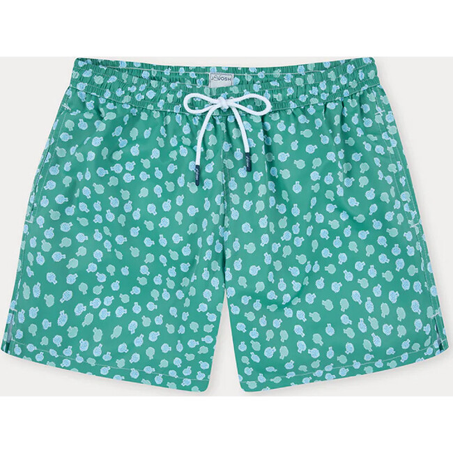 Men's Swim Shorts, Green Puffer Fish