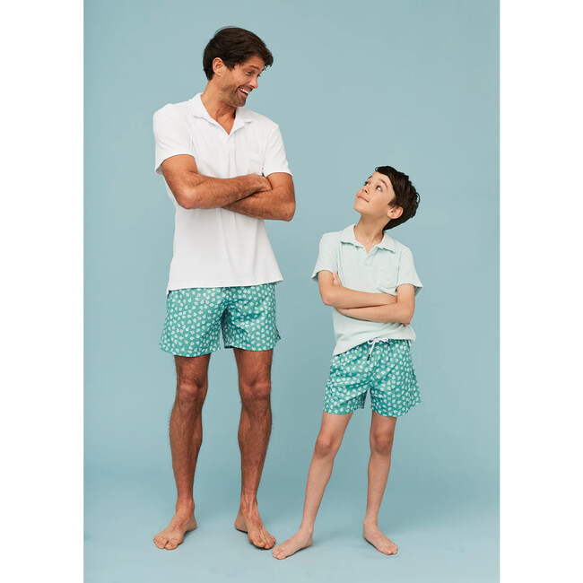 Men's Swim Shorts, Green Puffer Fish