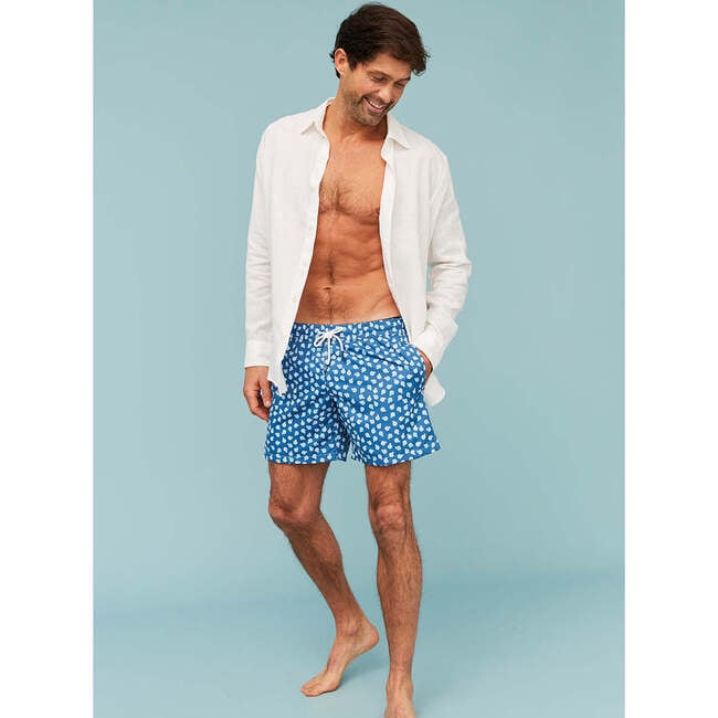 Men's Swim Shorts, Blue Puffer fish - Swim Trunks - 2