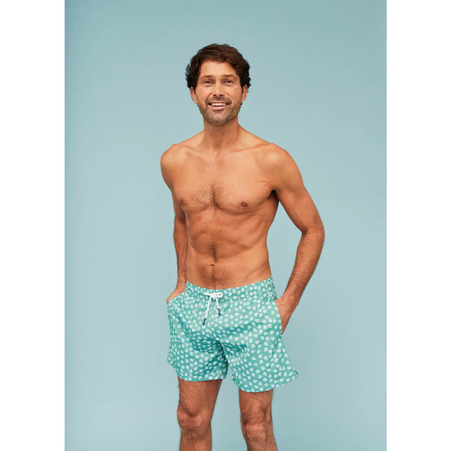 Men's Swim Shorts, Green Puffer Fish - Swim Trunks - 3