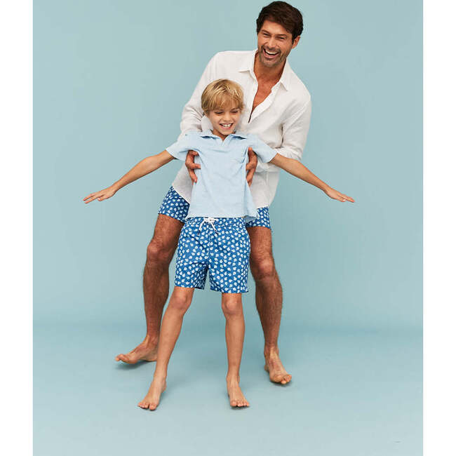 Men's Swim Shorts, Blue Puffer fish - Swim Trunks - 5