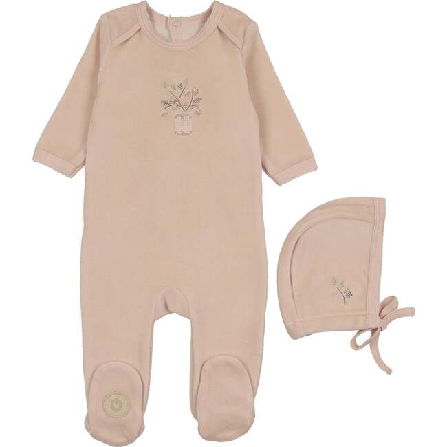 Vase & Petals Footie & Hat Set, Barely Pink