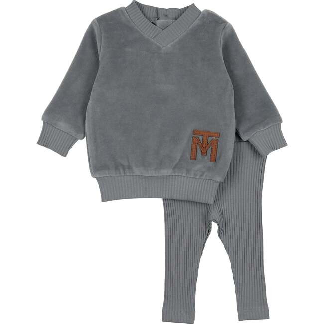 V-Neck Emblem Ensemble, Ocean Blue