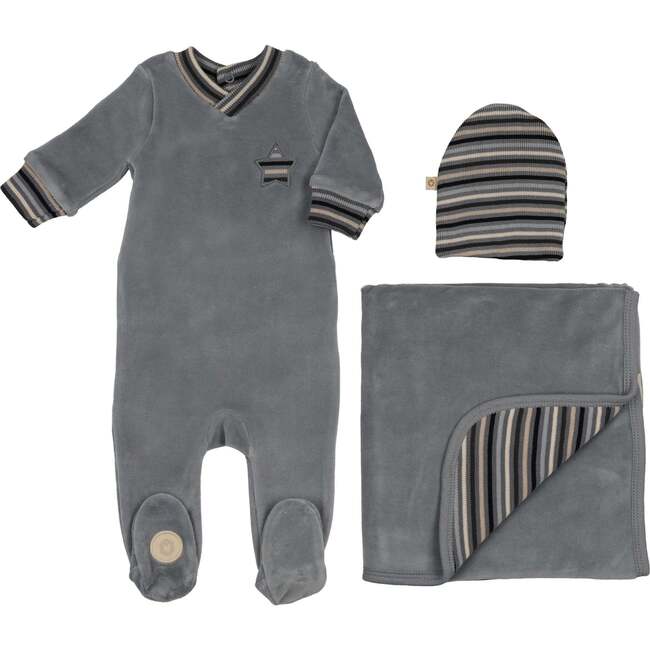Striped Star Layette Set, Ocean Blue