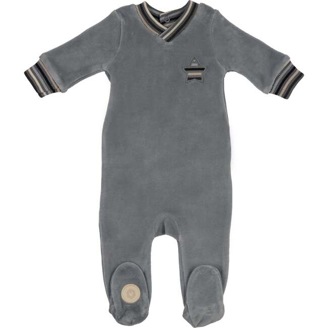 Striped Star Footie, Ocean Blue