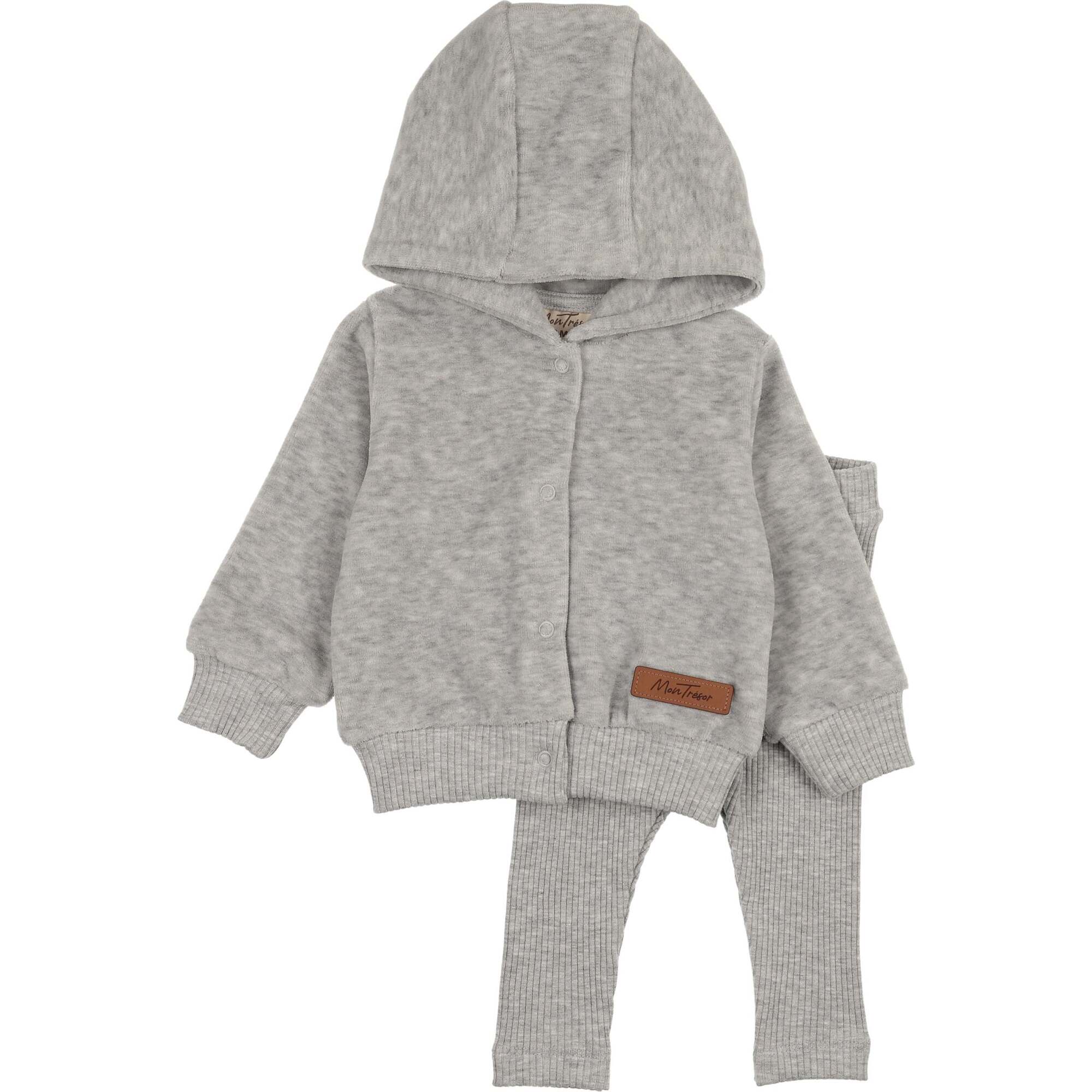 MT Hoodie Ensemble, Heather Grey - Mon Tresor Bebe Mixed Apparel