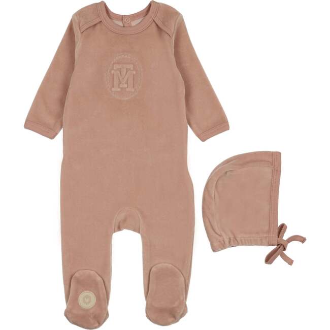 MT Embossed Footie & Hat Set, Blush