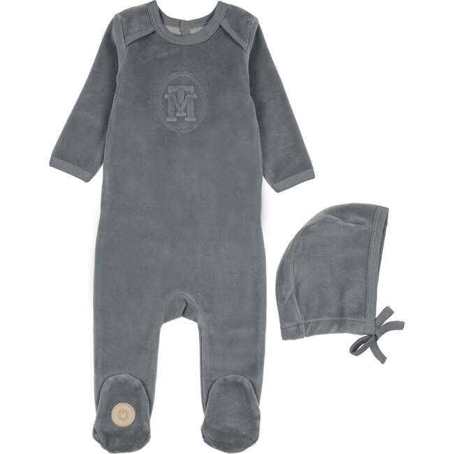 MT Embossed Footie & Hat Set, Ocean Blue