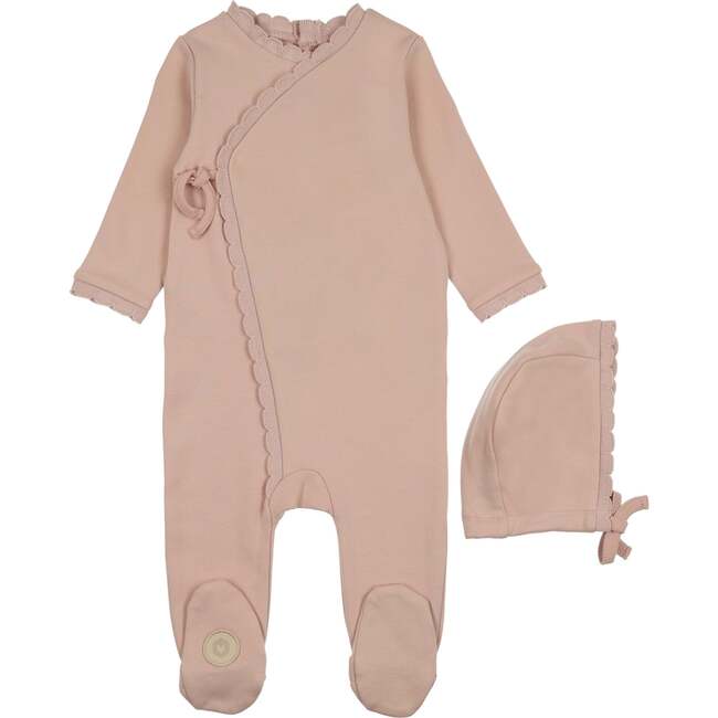 Knit Trim Wrap Layette Set, Ivory