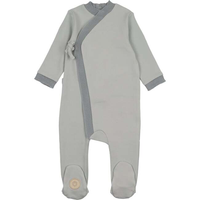 Knit Trim Wrap Footie, Pale Blue