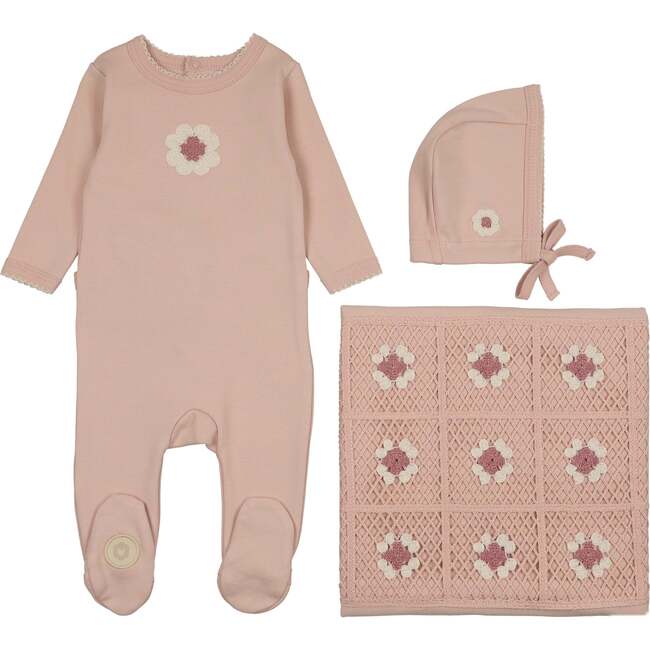 Geo-Floral Layette Set, Pink Whip