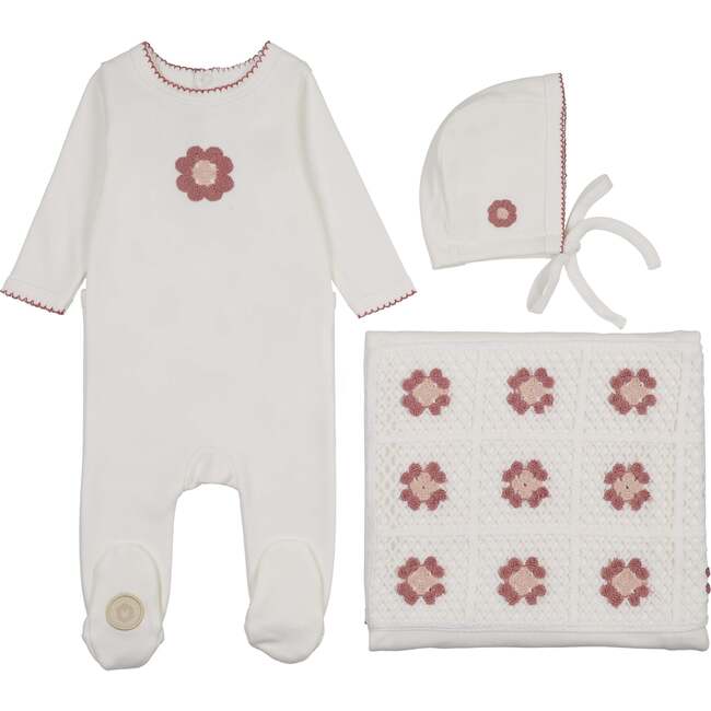 Geo-Floral Layette Set, Ivory & Rose