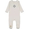Geo-Floral Footie, Ivory & Blue - Footie Pajamas - 1 - thumbnail
