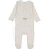 Geo-Floral Footie, Ivory & Blue - Footie Pajamas - 3 - thumbnail