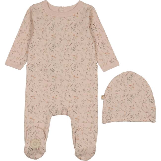 Botanical Girls Footie & Hat Set, Barely Pink