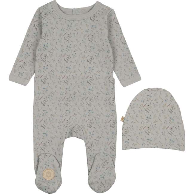 Botanical Boys Footie & Hat Set, Hint Of Blue