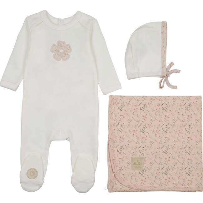 Blooming Rose Layette Set, Ivory & Pink