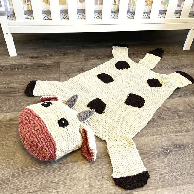 Organic Wool Play Mat + Nursery Rug, Cow