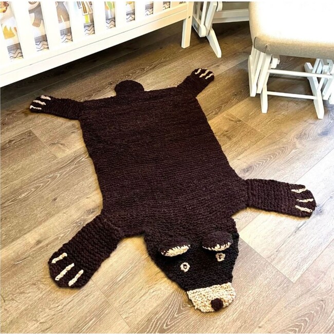 Organic Wool Play Mat + Nursery Rug, Brown Bear