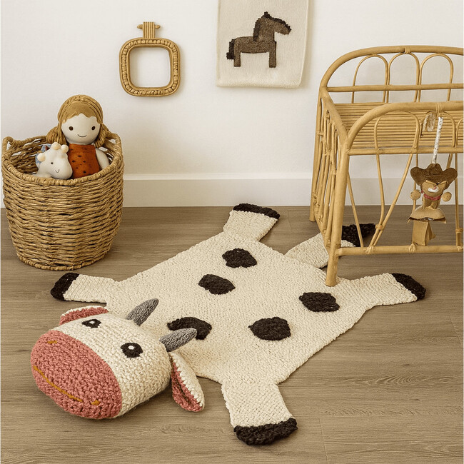 Organic Wool Play Mat + Nursery Rug, Cow - Playmats - 5