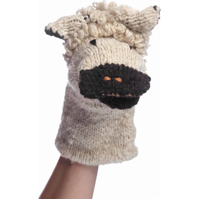 Organic Wool Knit Hand Puppet, Sawyer The Sheep