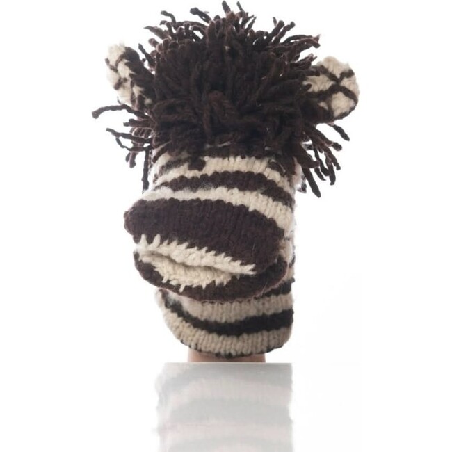 Organic Wool Knit Hand Puppet, Zachary The Zebra
