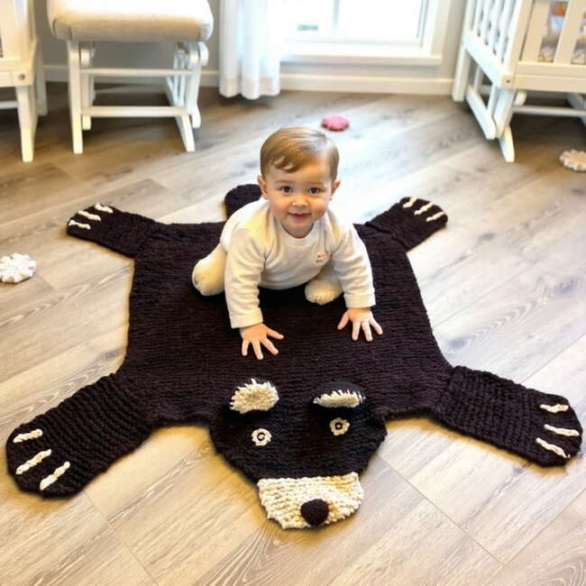 Organic Wool Play Mat + Nursery Rug, Brown Bear - Playmats - 4