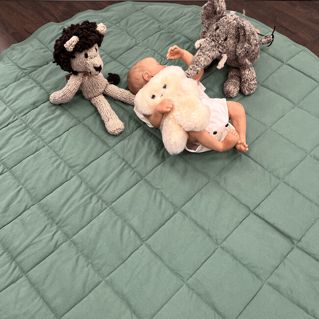 Organic Play Mat, Round, Basil Green Basil Green - Playmats - 3
