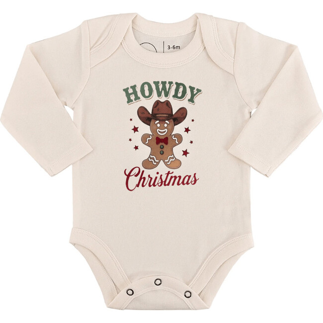 Long Sleeve Graphic Bodysuit, Howdy Gingerbread Christmas