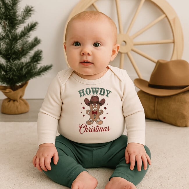 Long Sleeve Graphic Bodysuit, Howdy Gingerbread Christmas - Onesies - 3