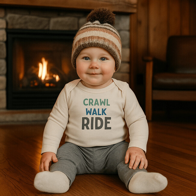 Long Sleeve Graphic Bodysuit, Crawl Walk Ride - Onesies - 3