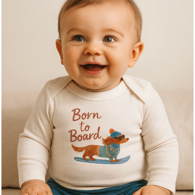 Long Sleeve Graphic Bodysuit, Born To Board - Onesies - 3