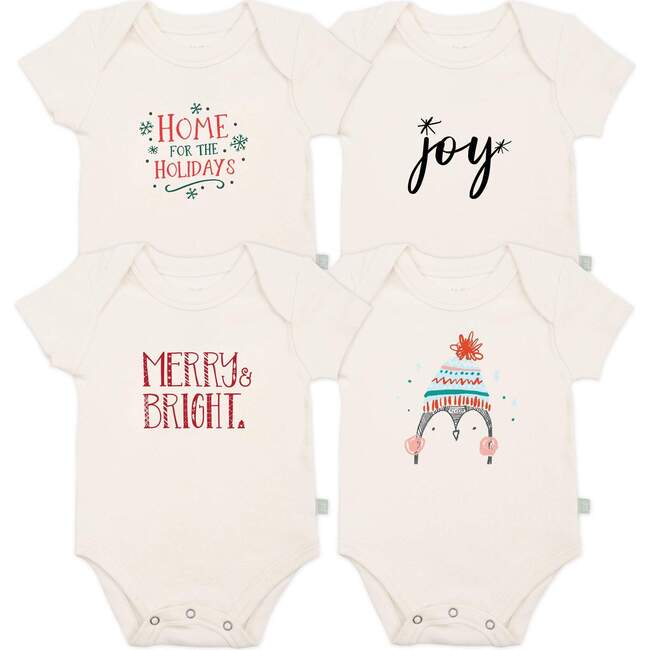 Graphic Bodysuit Set, Holiday 4 Pack + 1 Free