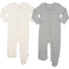 2 Pc. Zipper Footie Set, Ivory & Heather Grey - Footie Pajamas - 1 - thumbnail