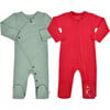 2 Pc.  Footie Set, Red And Green - Footie Pajamas - 1 - thumbnail