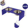 Keaton Modern Acrylic Rectangular Elevated Pet Feeder with 2 Stainless Steel Bowls, Purple/Chrome - Pet Bowls & Feeders - 4