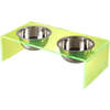 Keaton Modern Acrylic Rectangular Elevated Pet Feeder with 2 Stainless Steel Bowls, Green/Chrome - Pet Bowls & Feeders - 1 - thumbnail